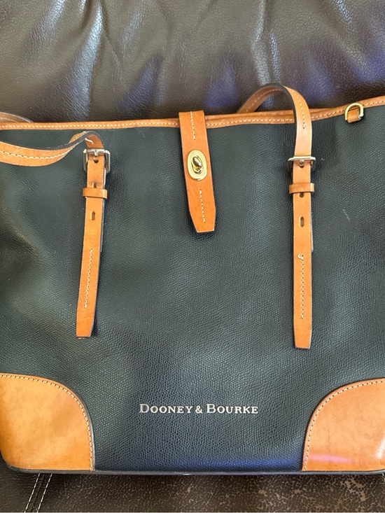 Dooney & Bourke Handbags - Dooney & Bourke Black and Tan Leather Shoulder Bag